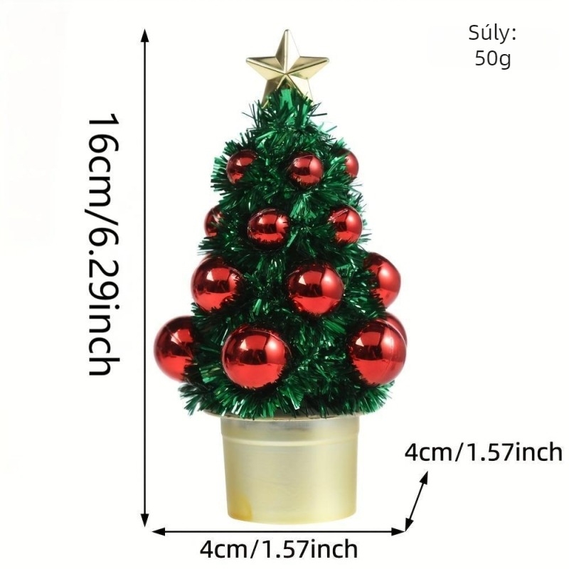 Kónusz alakú karácsonyi díszek a fán, gömbökkel és ötágú csillaggal; Anyag: 21047292810; IP engedély: Nem; Karácsonyi használatra