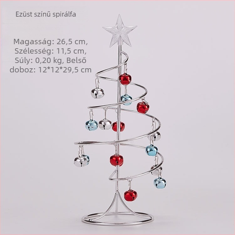 Emma vasból készült mini karácsonyfa harangokkal – asztali dísz, szimulált karácsonyfa dekoráció