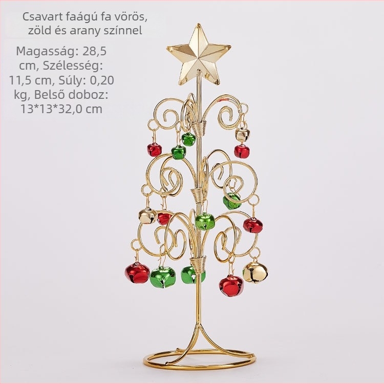 Emma vasból készült mini karácsonyfa harangokkal – asztali dísz, szimulált karácsonyfa dekoráció