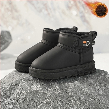 Gyermekek téli csizmái, uniszex, felső rész műbőr, bokáig érő rövid csizmák, 4–16 éveseknek, európai–amerikai stílus