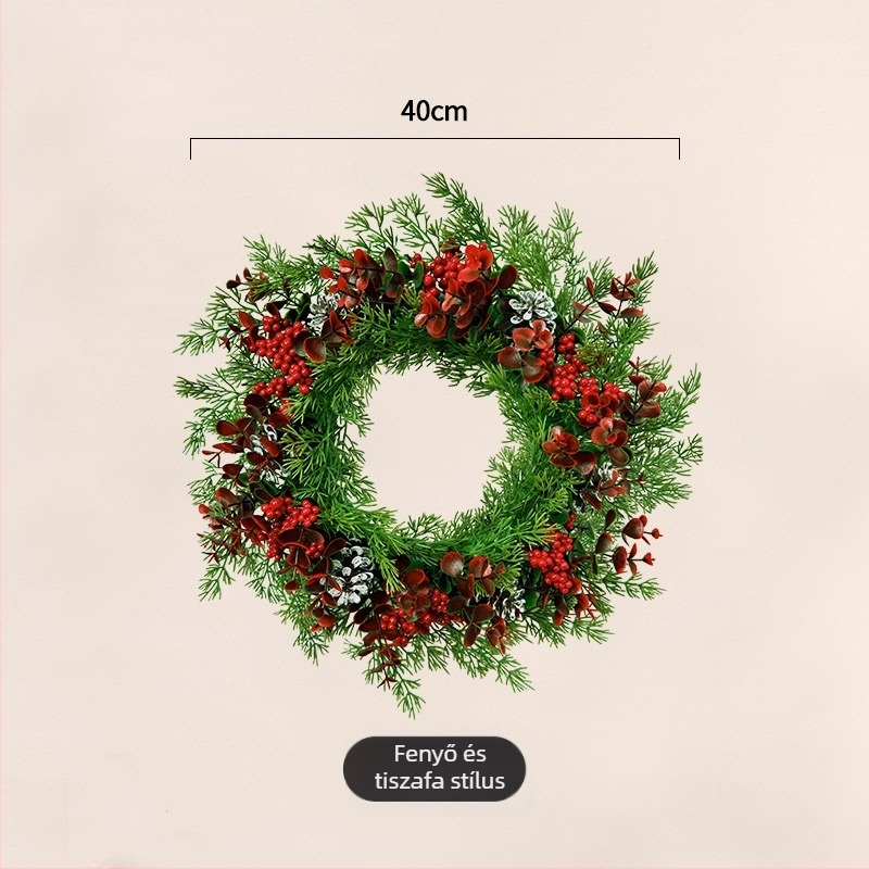 Karácsonyi koszorú, műanyag anyag, modern minimalista stílus, kézműves, márka Other