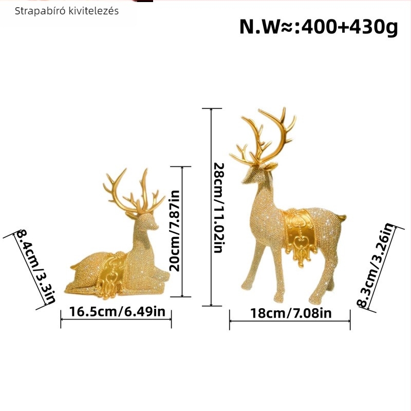 Gyanta szarvasfigura, fényűző könnyed stílus, gyanta alkotás, papírdobozos csomagolás, Modell 971559095332