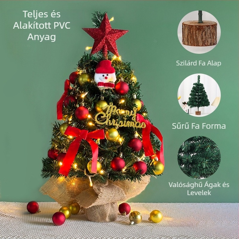 Mini karácsonyfa készlet asztali díszítéshez — PVC, Márka: Dun Nan, Termékkód: DN-SDS-030, IP-engedély: Nem, Kategória: Karácsonyfa