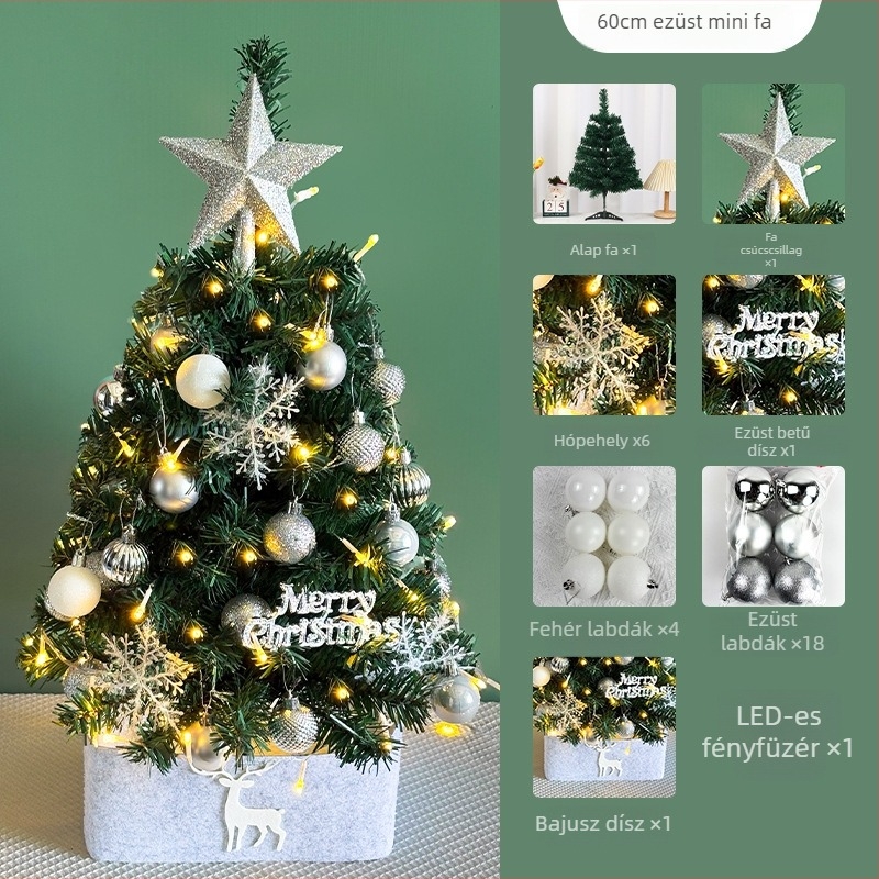 Mini karácsonyfa készlet asztali díszítéshez — PVC, Márka: Dun Nan, Termékkód: DN-SDS-030, IP-engedély: Nem, Kategória: Karácsonyfa