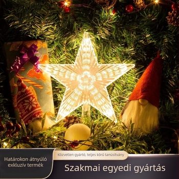 LED karácsonyfa csúcs csillag világítás - USB/elem tápegység, 5V, IP44, F5 lámpatartó, 6000 óra
