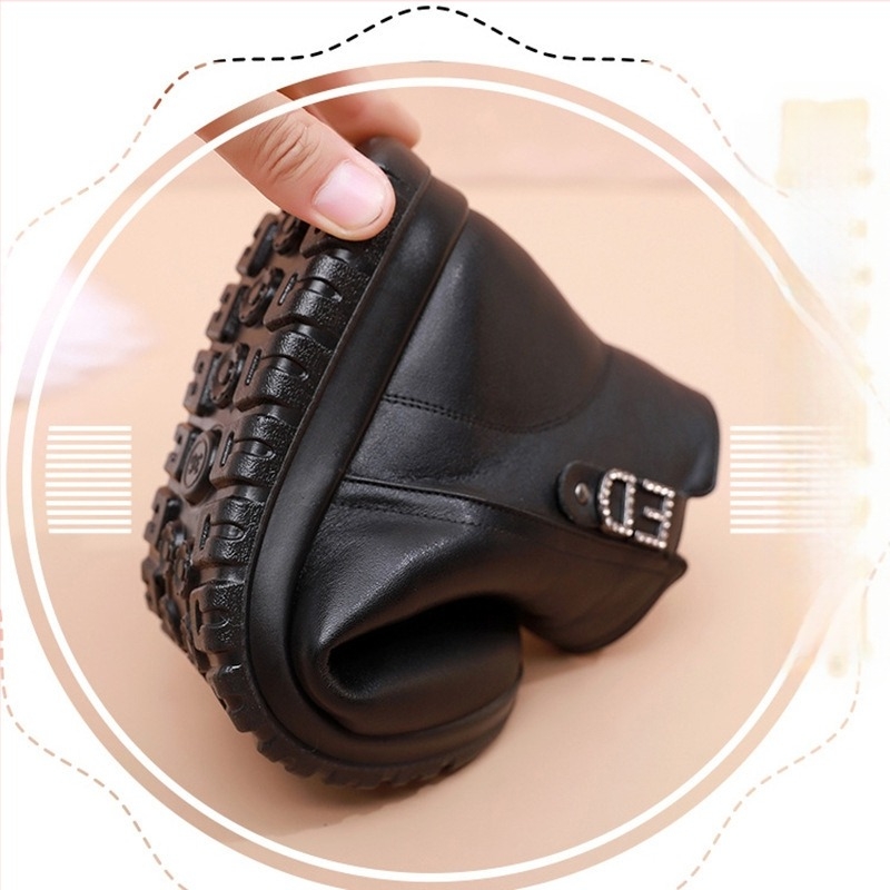 Női téli bokacipő, felső: Super Fiber, belső műszőrme bélés, oldalsó cipzár, casual stílus, PU talp