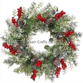 Mesterséges gyümölcsös karácsonyi girland természetes rotánból, kézzel készített beltéri ajtó-, fal- vagy ablakdekoráció.