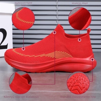 Hálós felsőrészű Slip-On sportcipő PU talppal, EVA belső talppal, lélegző, könnyű, csúszásmentes