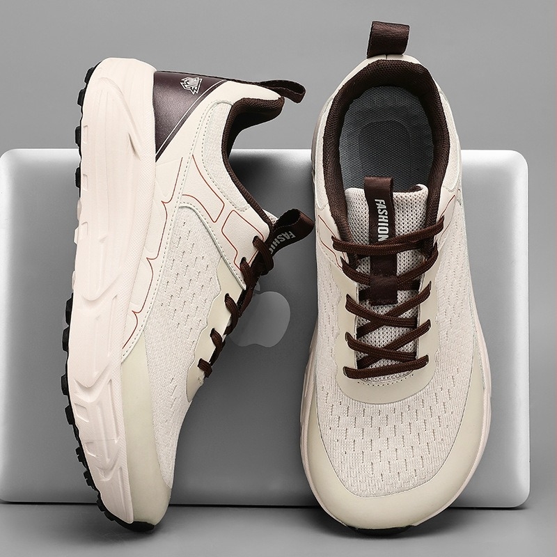 Férfi sportos-casual cipő széles orrú, Flyknit felsőrész, lélegző háló, vastag talp, fűzővel