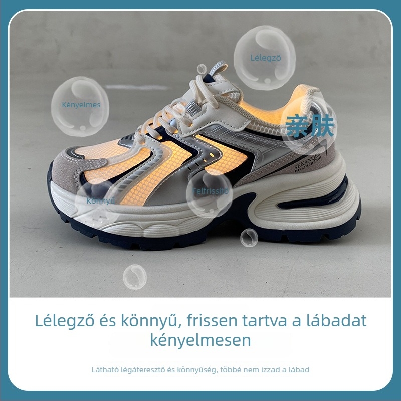 Hálószabadság sportcipő, kerek orrú, PU felsőrész, lélegző belső háló, cipőfűzők, gumitalp