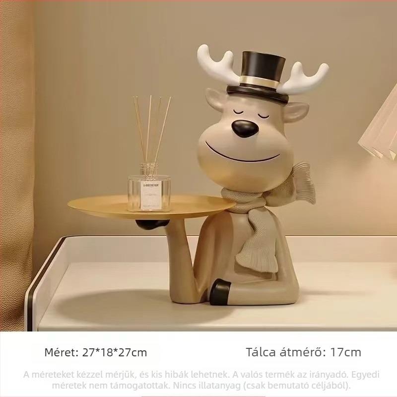 Kulcstartó tál szarvas motívummal, gyantából készült dísztárgy a bejárathoz