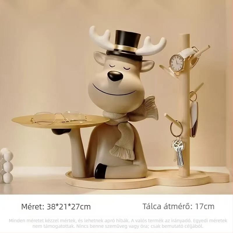 Kulcstartó tál szarvas motívummal, gyantából készült dísztárgy a bejárathoz