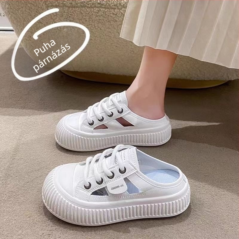 SANGYU női PU slip-on szandál zárt kerek orrú, őszi 2025