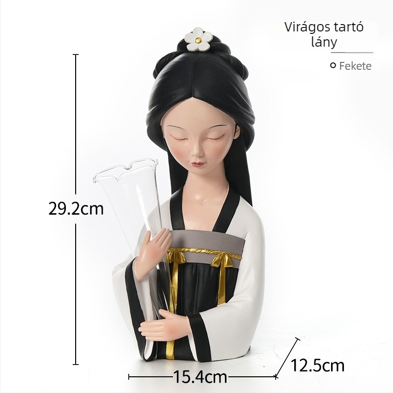 Gyantából készült Tang-dinasztia hölgyek figurája, kézzel festett, új kínai stílusú otthoni dekoráció