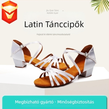 Latin tánccipő felnőtteknek, uniszex, bőr talp, selyem felsőrész, könnyű, kopásálló