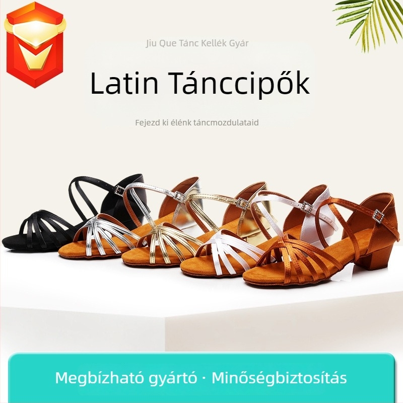 Latin tánccipő felnőtteknek, uniszex, bőr talp, selyem felsőrész, könnyű, kopásálló