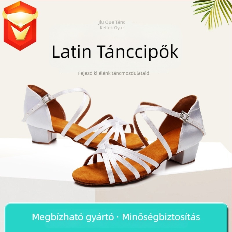 Latin tánccipő felnőtteknek, uniszex, bőr talp, selyem felsőrész, könnyű, kopásálló