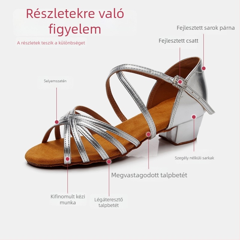 Latin tánccipő felnőtteknek, uniszex, bőr talp, selyem felsőrész, könnyű, kopásálló