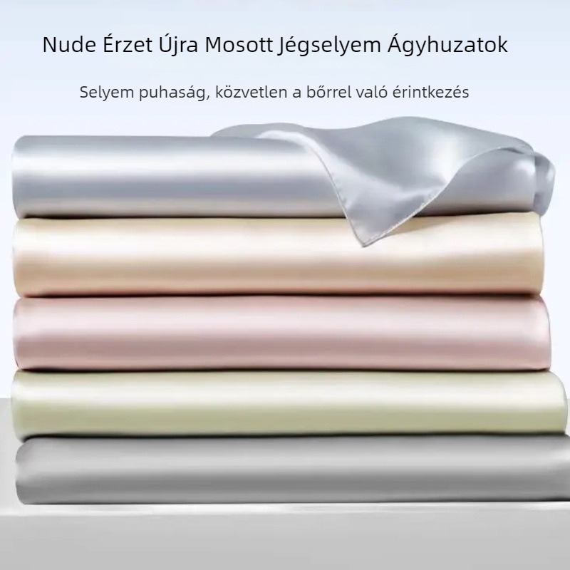 Ágylepedő jégselyem és viszkóz anyagból, twill szövés, egyszerű stílus, egyszerű minta, festett anyag