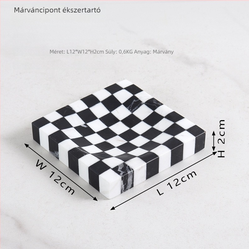 Színblokkokkal díszített márvány tároló tál, természetes márvány, polírozott felület, modern minimalista stílus