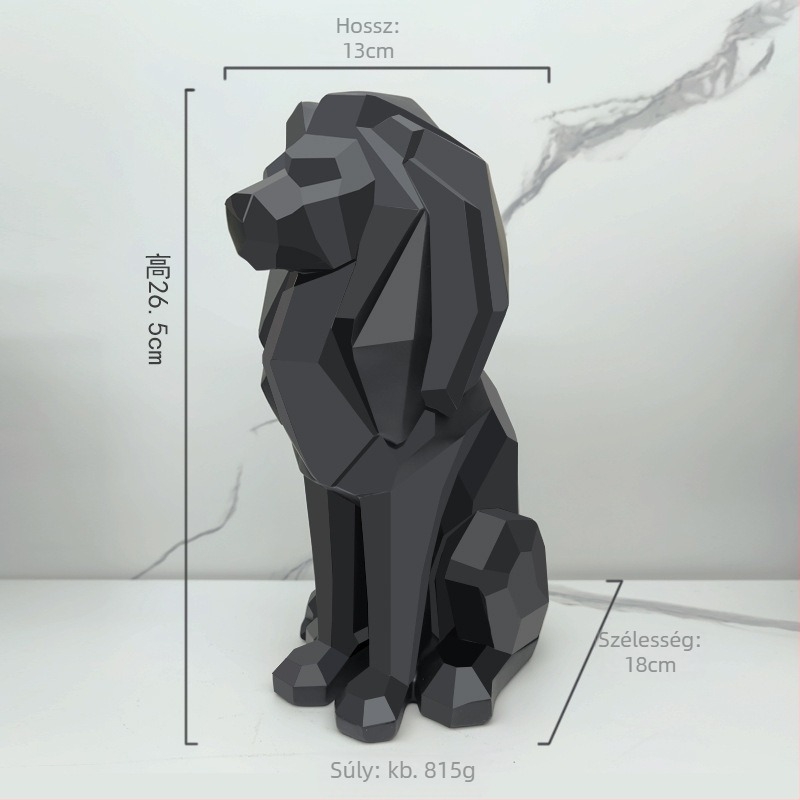 Szintetikus gyanta oroszlán geometriai szobor – modern minimalist design irodai és nappali dekorációhoz