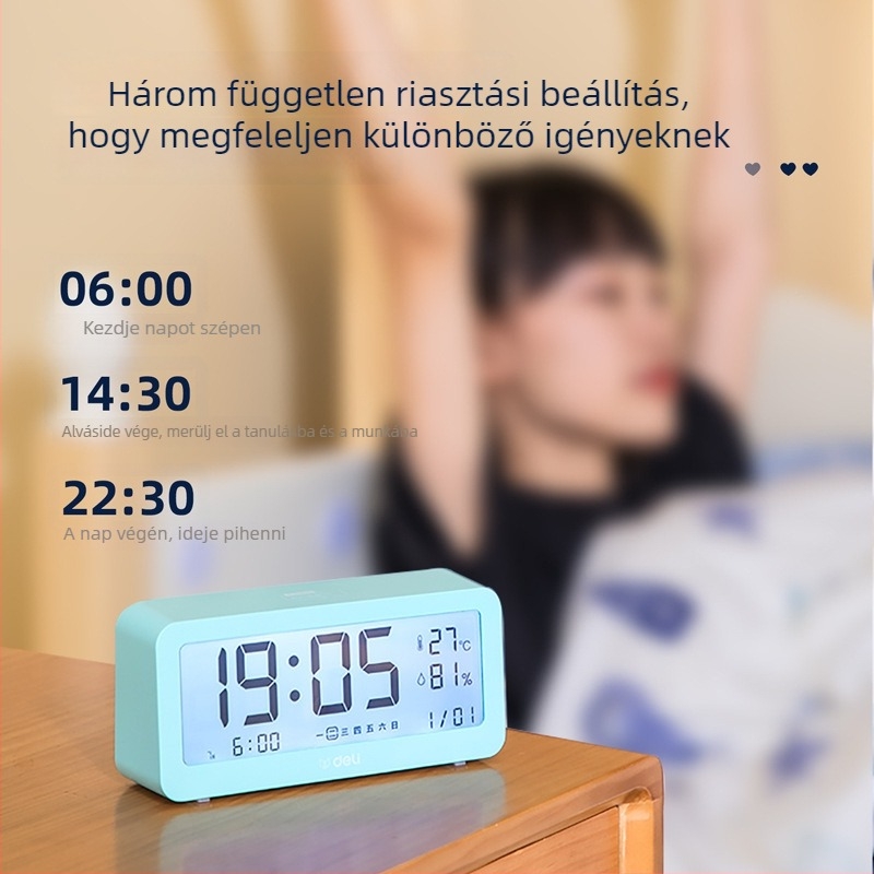 Deli elektronikus ébresztőóra LCD kijelzővel, elemmel működik, bohém stílus