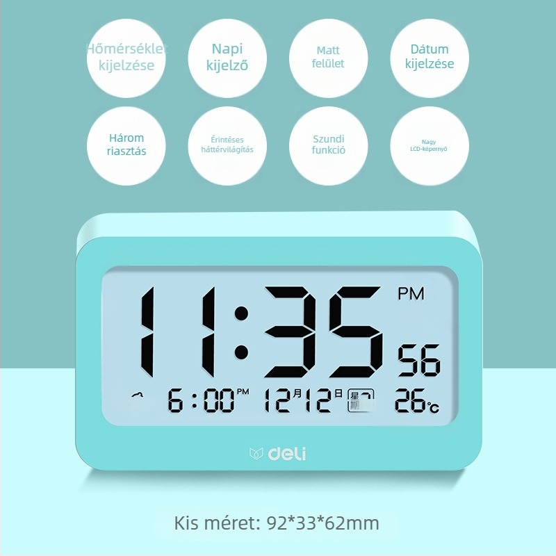 Deli elektronikus ébresztőóra LCD kijelzővel, elemmel működik, bohém stílus