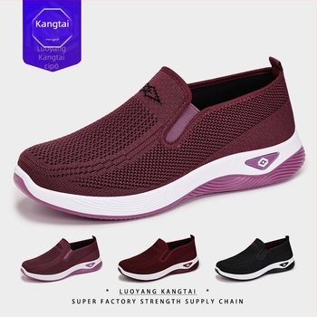 Őszi női vászoncipő – slip-on, légáteresztő felsőrész fly-weaving, kerek orr, sík PVC talp, textil bélés