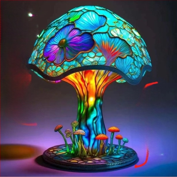 Mo Tian Stained Glass Plant Series asztali lámpa – gyanta, ajándékba is alkalmas