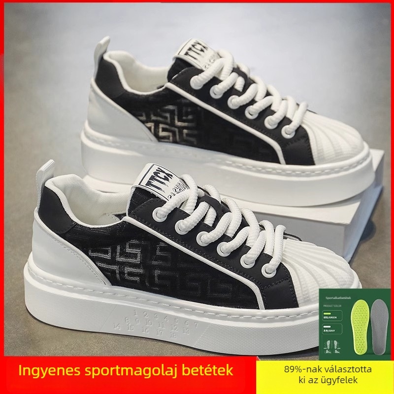 Férfi sportos-cipők mikroszálas felsőrész, gumírozott talp, belső háló, kerek orr, alacsony sarok 1-3 cm