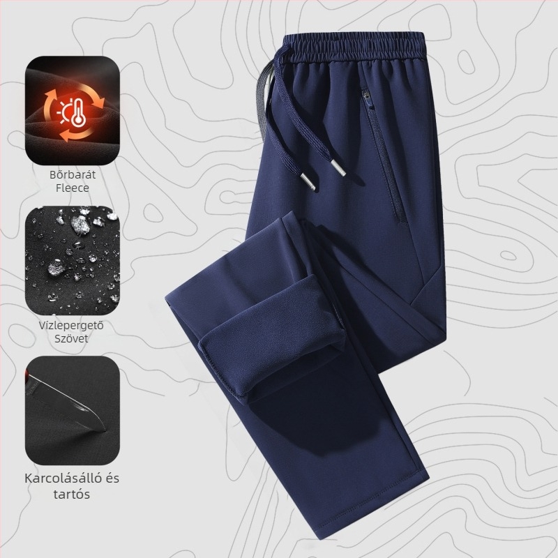 Férfi softshell nadrág fleece béléses, szél- és vízálló téli túrákhoz és hegymászáshoz, több zsebbel