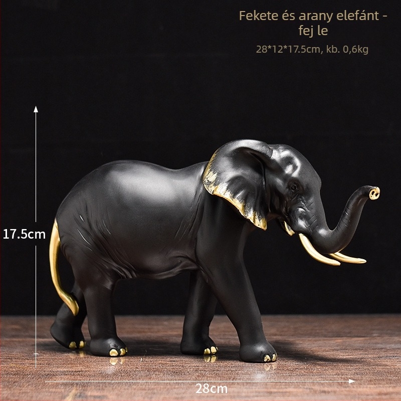  Anya és a gyermek elefánt rezin szobor — By Moonlight, szintetikus gyanta, gyanta alkotások, karton csomagolás