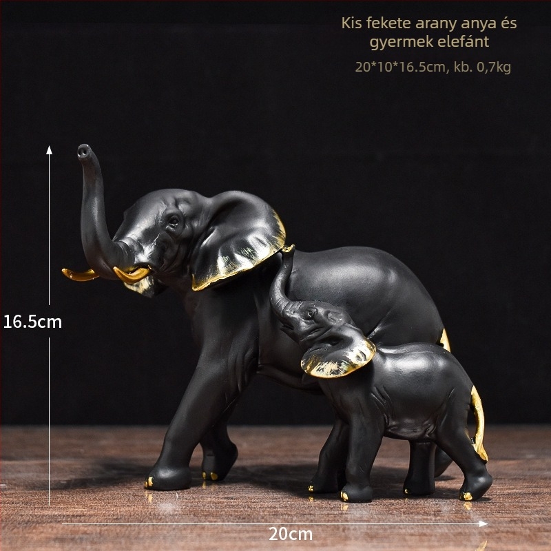  Anya és a gyermek elefánt rezin szobor — By Moonlight, szintetikus gyanta, gyanta alkotások, karton csomagolás