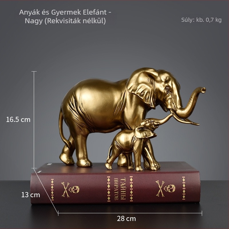  Anya és a gyermek elefánt rezin szobor — By Moonlight, szintetikus gyanta, gyanta alkotások, karton csomagolás