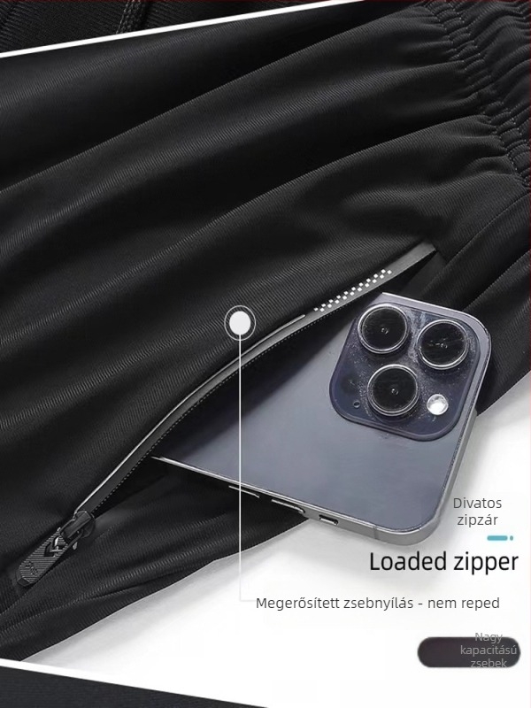 Férfi nyári rövidnadrág ice-silk anyagból, vékony, középmagas derék, elasztikus szövet, zsinóros zárás