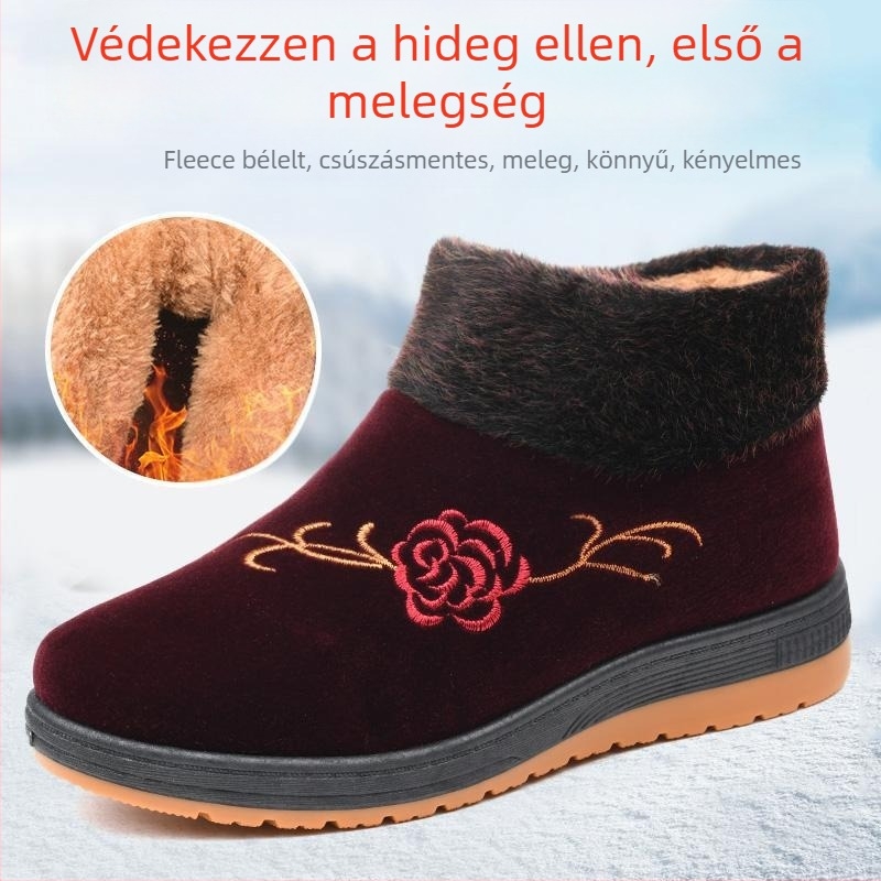 Női téli vászoncipő plüss béléssel, felső rész szintetikus bőrből, gumitalp, PU talpbetét