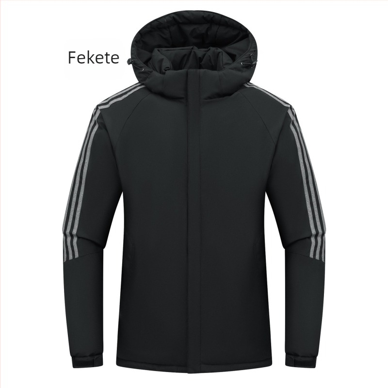 Reverzív téli kabát levehető kapucnival, cipzáros záródás, lazán szabott kardigan-stílus, poliészter külső és bélés