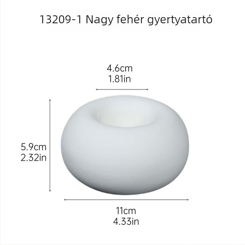 Kerámiagyertyatartó, modern minimalista stílus, kerek forma, csomagolás kartondobozban