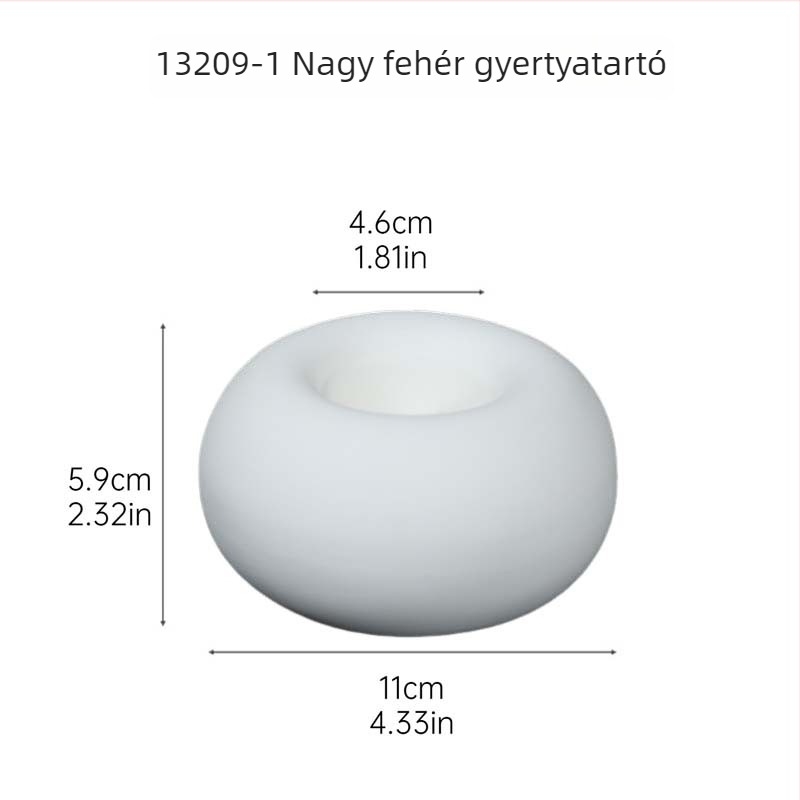 Kerámiagyertyatartó, modern minimalista stílus, kerek forma, csomagolás kartondobozban