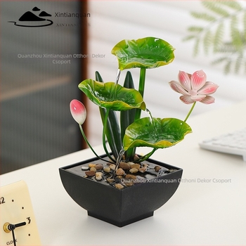 Fém asztali vízfolyás dísz lotus tava motívuma, pásztor stílus, márka New Tianquan