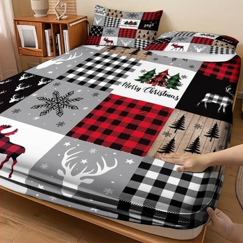 Háromrészes ágyneműkészlet Nordic stílusban, digitális nyomtatású, műszálas anyag, 90 g/m²