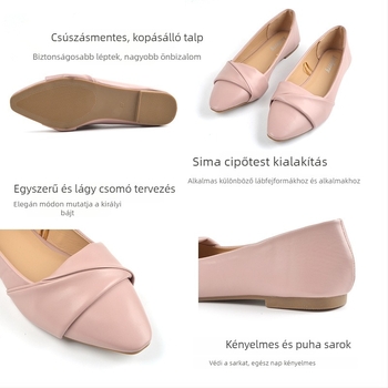 Női lapos cipő - kerek orr, PU felsőrész, slip-on, alacsony sarka 1-3 cm, TPR talp