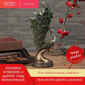Pávás motívumos, európai stílusú antik gyertyatartó, gyantából készült, nappalira és irodai asztali dekoráció