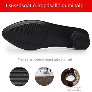 Női PU bőr cipő csattal, kerek orr, 6–8 cm-es sarok