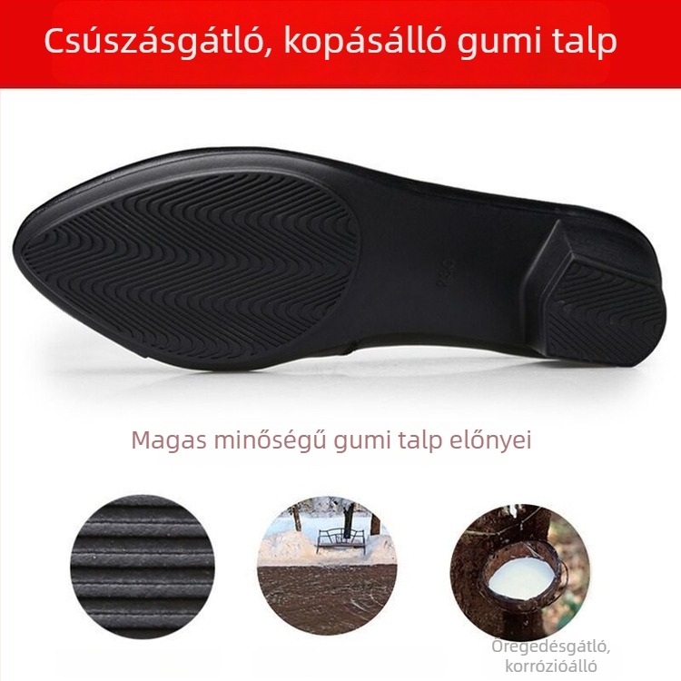 Női PU bőr cipő csattal, kerek orr, 6–8 cm-es sarok