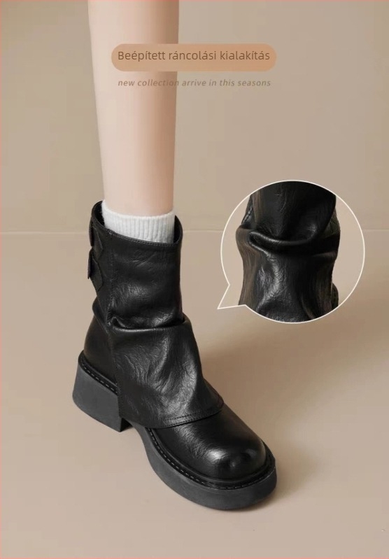 Női bokacsizmák microfiber felsőrésszel, gumírozott talppal, vastag sarka 3–5 cm, húzható kivitel