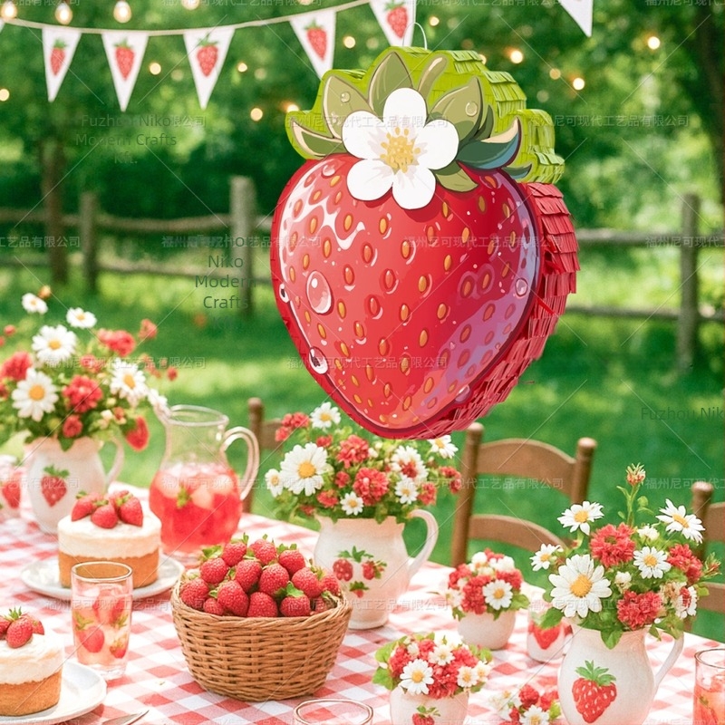 Eper piñata születésnapi partira - Papír, Európai/Amerikai stílus, Tér dekorációs eszköz, Modell PNT022, Márka Nicro party