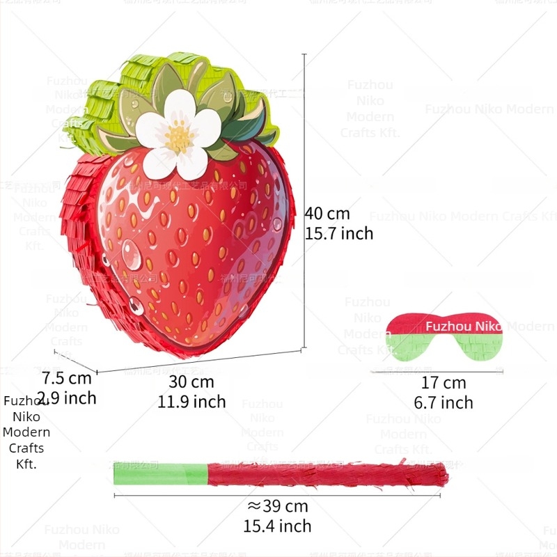 Eper piñata születésnapi partira - Papír, Európai/Amerikai stílus, Tér dekorációs eszköz, Modell PNT022, Márka Nicro party