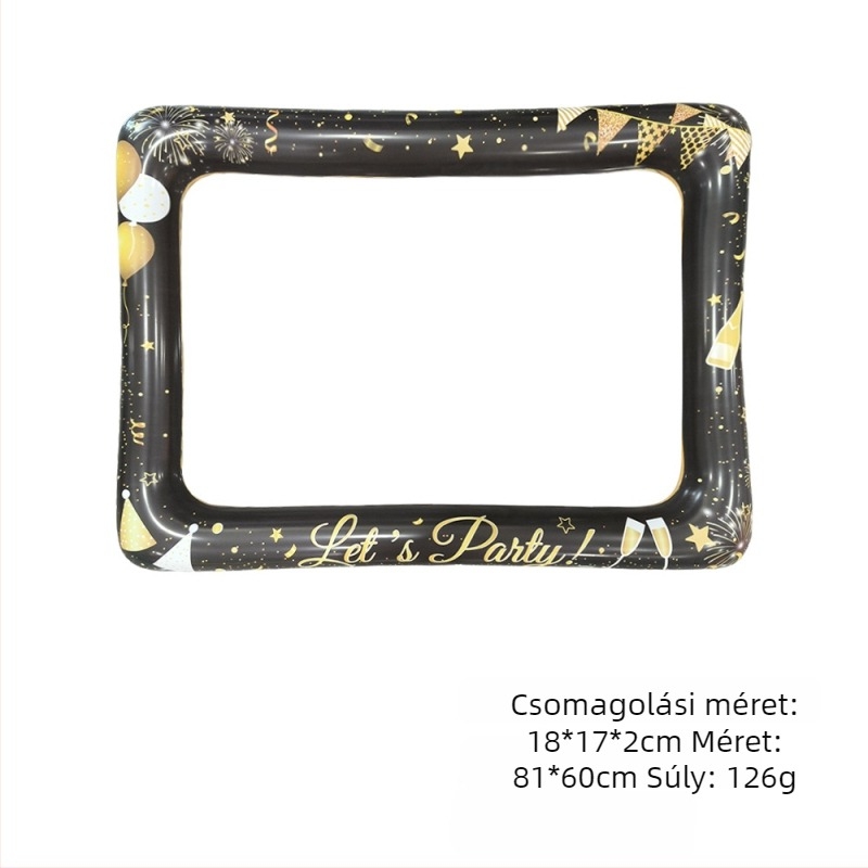 Felfújható fotókeret, környezetbarát PVC, interaktív, kézben tartható, belső eseményekhez, születésnapokhoz és fesztiválokhoz, 7-14 éveseknek.