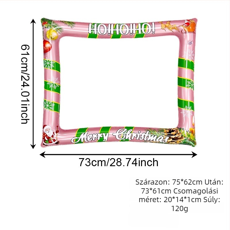 Felfújható fotókeret, környezetbarát PVC, interaktív, kézben tartható, belső eseményekhez, születésnapokhoz és fesztiválokhoz, 7-14 éveseknek.